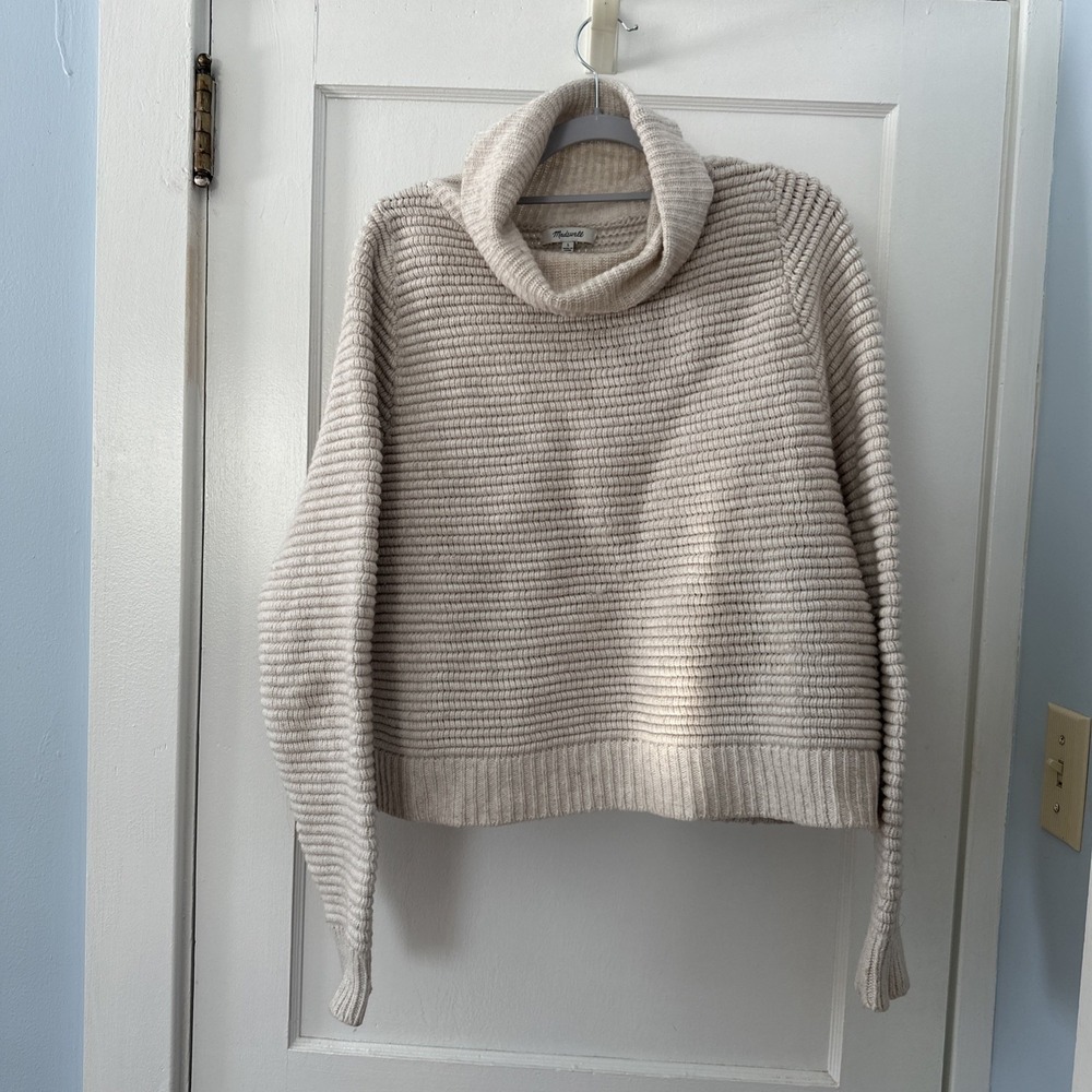 Preppy Minimalist Madewell Women's Pullover Sweater Buttons Large Cotton Blend
